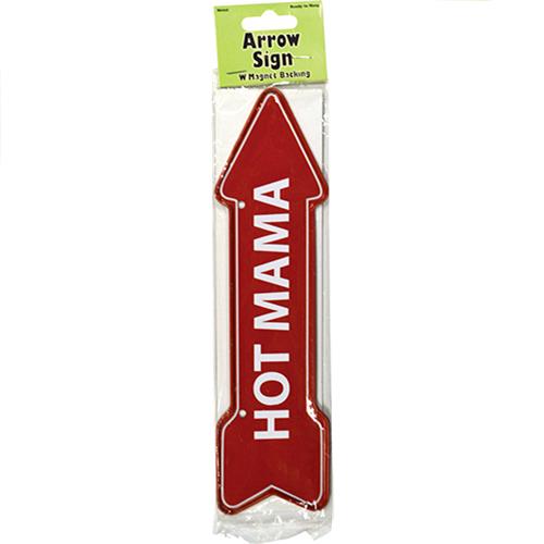 Wholesale "Hot Mama" Arrow Sign Metal Magnet 2" X 7.75"