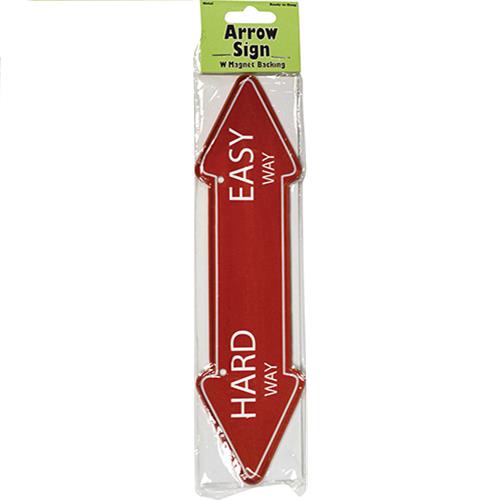 Wholesale "Hard Way Easy Way" Arrow Sign Metal Magnet 2" X 7.75"