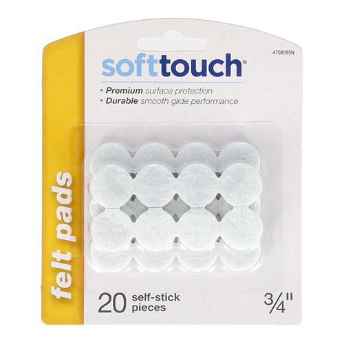Wholesale SOFT TOUCH 6PC 3/4'' ROUND FELT PADS SELF ADHESIVE WHITE