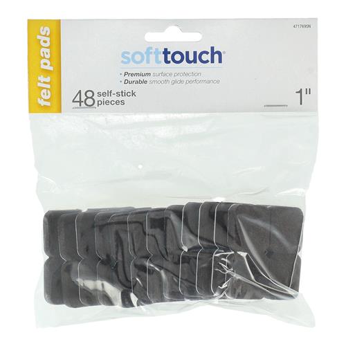 Wholesale SOFT TOUCH 48PC 1'' BROWN SQUARE FELT PADS SELF ADHESIVE