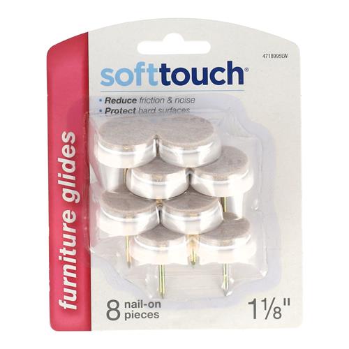 Wholesale 8PC 1-1/8'' ROUND NAIL-ON FELT FURNITURE GLIDES OATMEAL COLOR