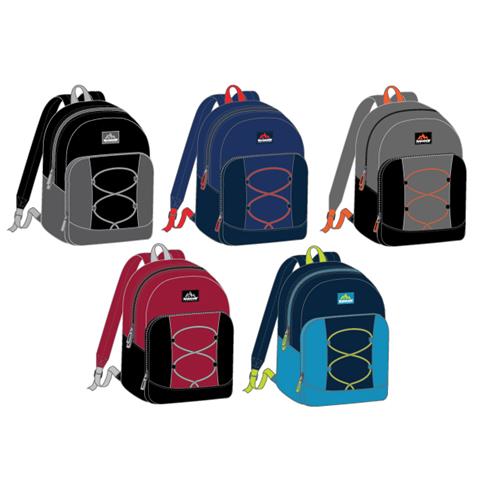Wholesale Backpack 17" x 12" x 5.5" 2 Tone 4 Assorted Colors with Cord