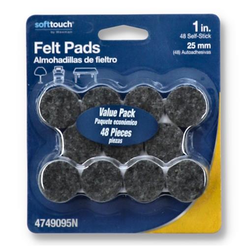Wholesale 1IN GRAY FELT PADS 48PC