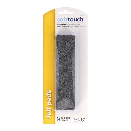 Wholesale SOFT TOUCH 9PC 1/2x6'' GRAY FELT PADS SELF-STICK