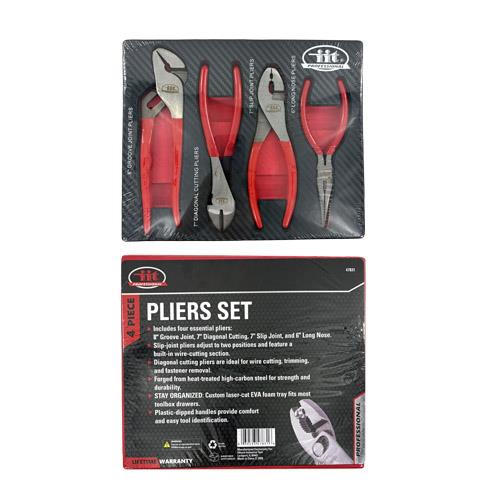 Wholesale IIT PRO 4PC PLIER SET WITH RED PVC GRIPS IN FOAM TRAY