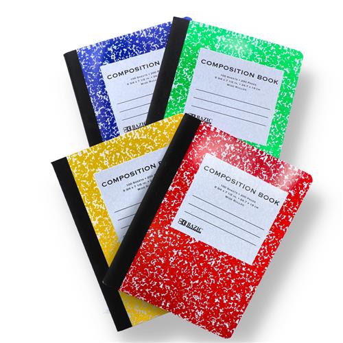 Wholesale Marble Composition Book Hard Cover 100 sheet 4 Assorted colors.