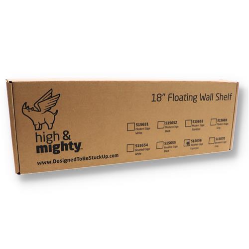 Wholesale HIGH & MIGHTY 18"" 15lb ESPRESSO FLOATING WALL SHELF NO-TOOLS BROWN BOX