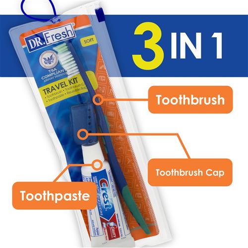Wholesale DR. FRESH CREST TRAVEL PACK TSA TBRUSH/PASTE/COVER
