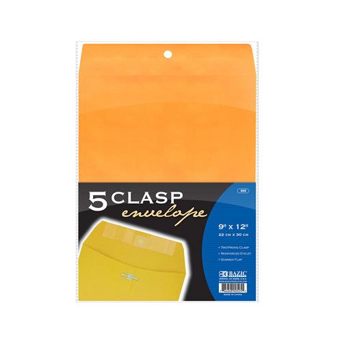 Wholesale 9" x 12" Clasp Envelope 5 Pack GLW