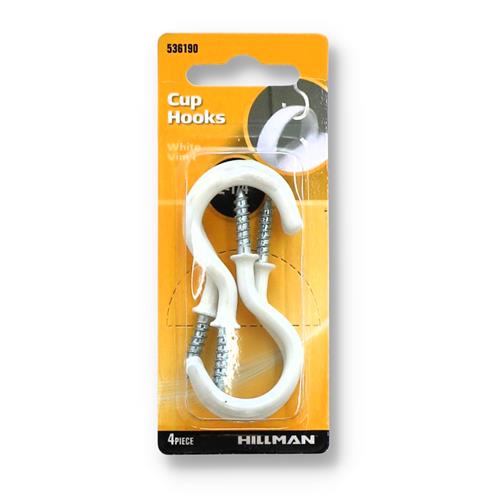 Wholesale HILLMAN 4PC 2-1/4'' METAL CUP HOOK WHITE