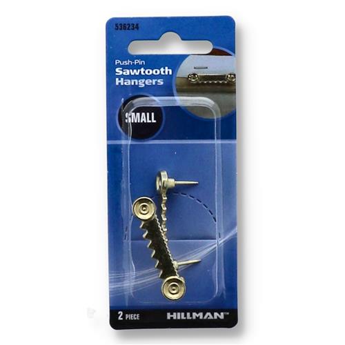 Wholesale HILLMAN 2PK SMALL BRASS PUSH PIN SAWTOOTH HANGER