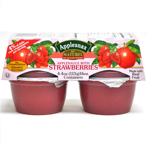 Wholesale Applesnax Applesauce with Stawberries 4oz Cup GLW