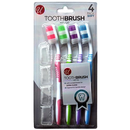 Wholesale 4 PACK TOOTH BRUSH WITH CAPS -SOFT