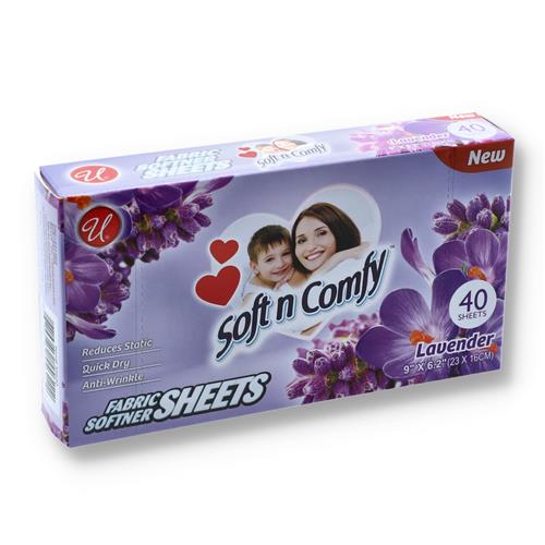 Wholesale 40ct FABRIC SOFTENER SHEETS LAVENDER 9x6.2"