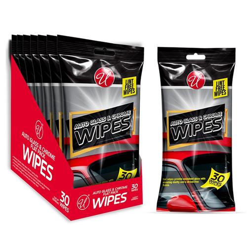 Wholesale 30ct AUTO GLASS AND CHROME PACK WIPES