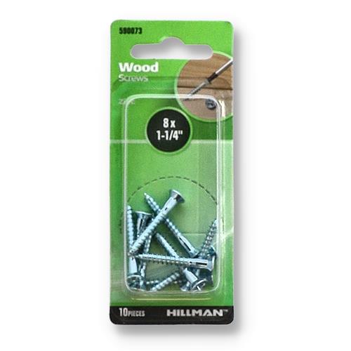 Wholesale HILLMAN 10PC WOOD SCREWS #8x1-1/4'' FLAT HEAD