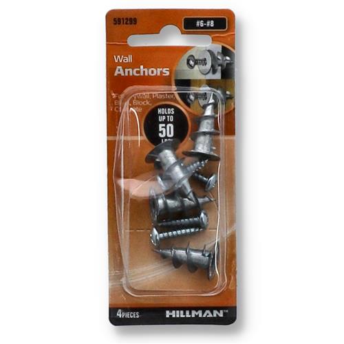 Wholesale HILLMAN 4CT 50LB ZINC WALLBOARD ANCHOR & SCREWS #6-8