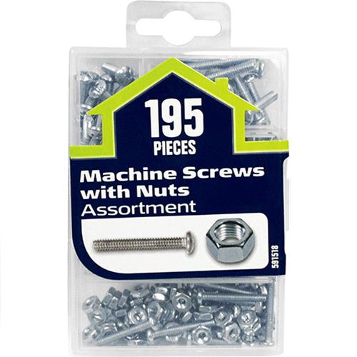 Wholesale 195pc Machine Screws w/Nuts Assortment GLW