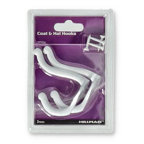 Wholesale HILLMAN 2PK WHITE COAT & HAT HOOKS