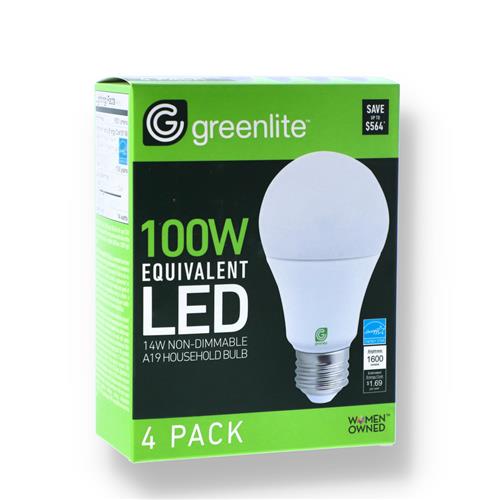 Wholesale 4PK 14=100W LED A19 BULB BRIGHT WHITE NON DIMMABLE