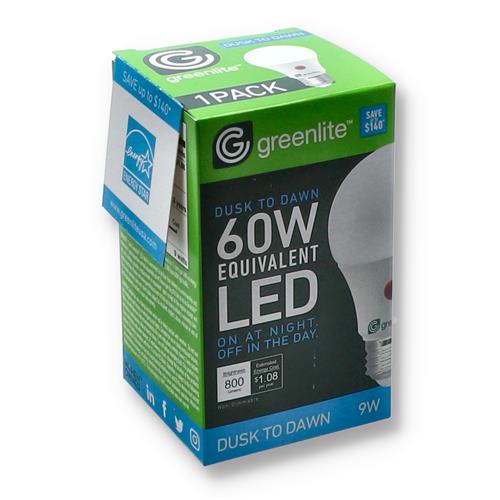 Wholesale 9=60W A19 DUSK TO DAWN LED BULB BRIGHT WHITE