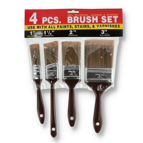 Wholesale 4pc PAINT BRUSH SET PLASTIC HANDLES 1-3"