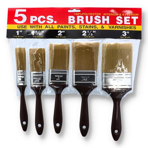 Wholesale 5pc PAINT BRUSH SET 1-3" PLASTIC HANDLES