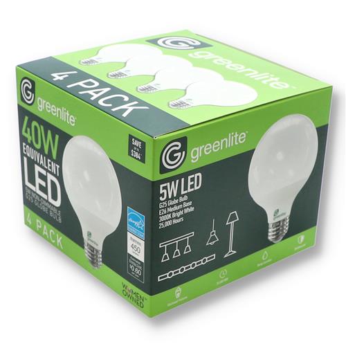 Wholesale 4PK 5=40W LED G25 GLOBE BULBS NON DIMMABLE BRIGHT WHITE