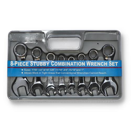 Wholesale 8PC STUBBY SAE WRENCH SET 7/16-1'' -BLOW MOLD TRAY