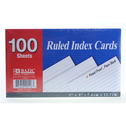 Wholesale Ruled White Index Cards 3"""" x 5"""" GLW