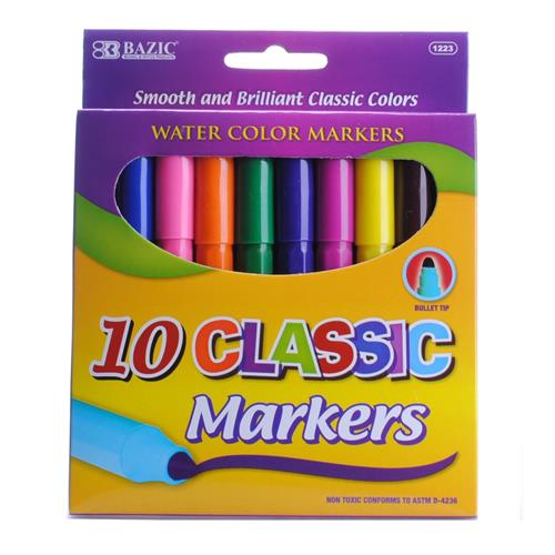 Wholesale 10 pc Classic Broad Markers in Peggable Box