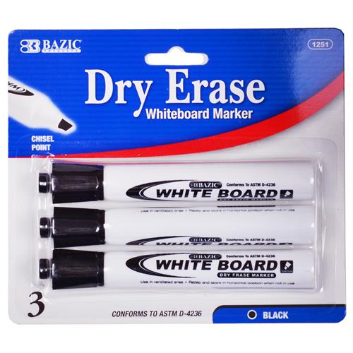 Wholesale Dry Erase Markers - Black  - Chisel Tip