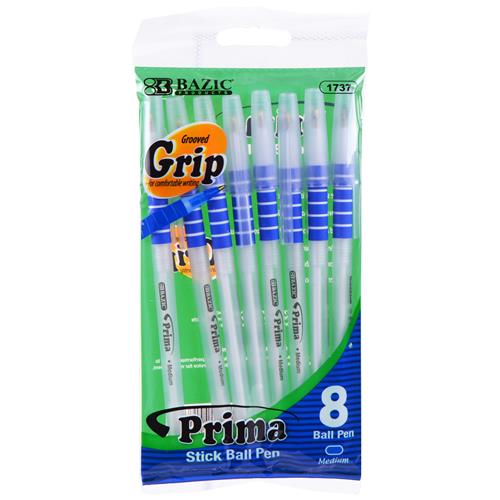 Wholesale Prima Stick Pen with Cushion Grip- Blue
