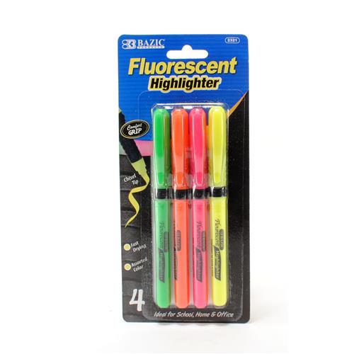 Wholesale Pen Style Fluorescent Highlighters with Grip Assor