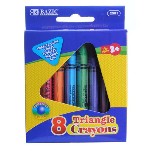 Wholesale 8 pc Jumbo Triangle Color Crayons in Peggable Box GLW