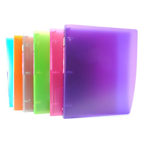 Wholesale 1"""" 3-Ring Frosted Poly Binder with Pocket Assorte
