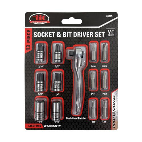 Wholesale IIT PRO 13PC SOCKET & BIT DRIVER SET WITH 2-in-1 BIT RATCHET