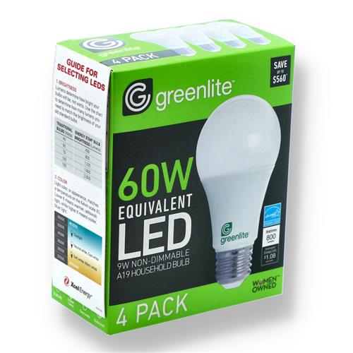Wholesale Z4PK 9=60W LED A19 BULBS BRIGHT WHITE NON DIMMABLE - GLW