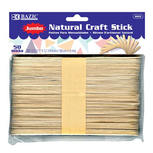 Wholesale 50PK JUMBO NATURAL CRAFT STICKS 5-7/8 x 3/4''