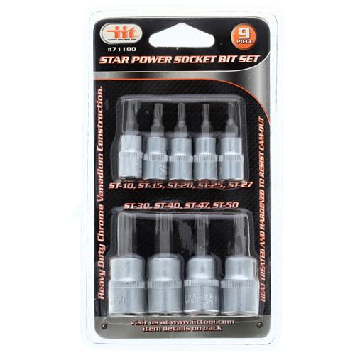 Wholesale 9PC 1/4" and 3/8" Drive Star Socket Bit Set: ST-10 to ST-50
