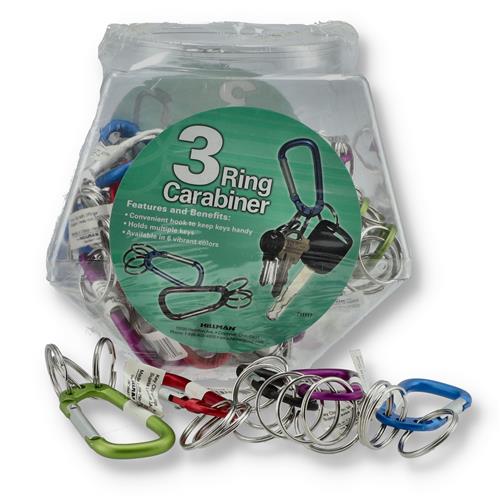 Wholesale 36PK 3 RING CARABINER KEYCHAIN