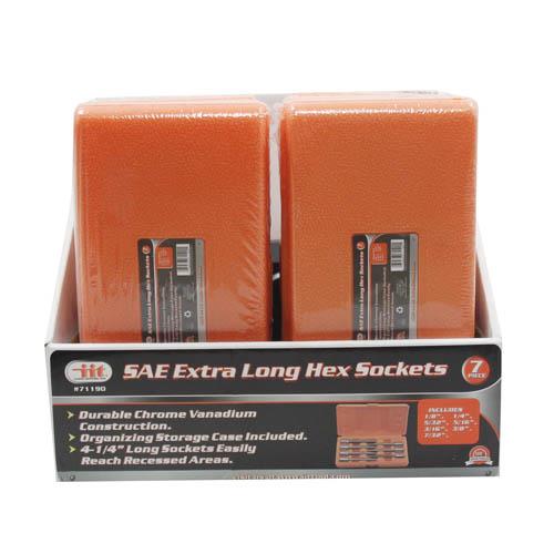 Wholesale SAE Extra Long Hex Sockets 7pc