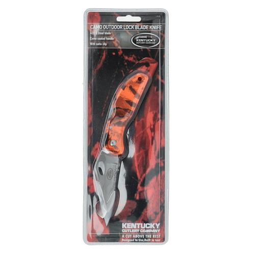 Wholesale KENTUCKY CUTLERY COMPANY ORANGE CAMO OUTDOOR LOCK BLADE KNIFE 4 INCH