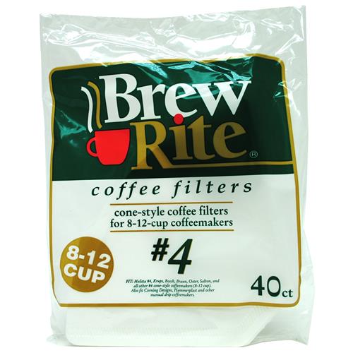 Wholesale Brew Rite (#4) Cone Coffee Filters 8-12 Cup - 12/