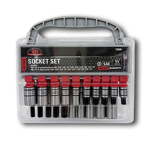 Wholesale 20PC 1/4" DRIVE CRV DEEP & SHALLOW SOCKET RACK