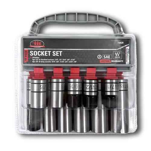 Wholesale 11PC 1/2" DRIVE CRV DEEP & SHALLOW SOCKET RACK