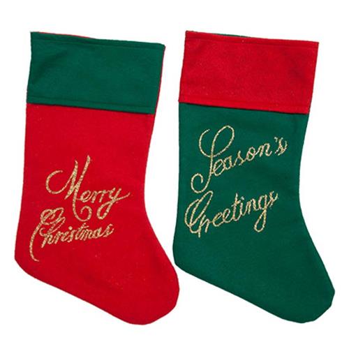 Wholesale Felt Stocking 18"""" Merry Christmas Season's Greeti