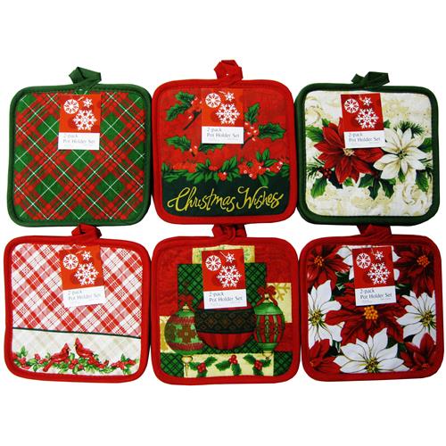 Wholesale Christmas 2-Pack Pot Holder Collection, Square 6 A - GLW