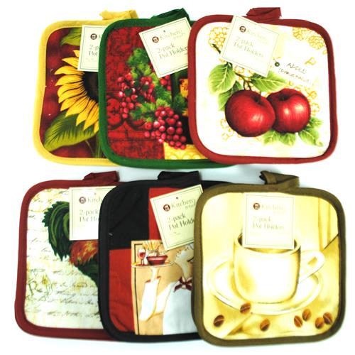 Wholesale 2 Pack Square Pot Holders Bistro Collection 6 Asso GLW