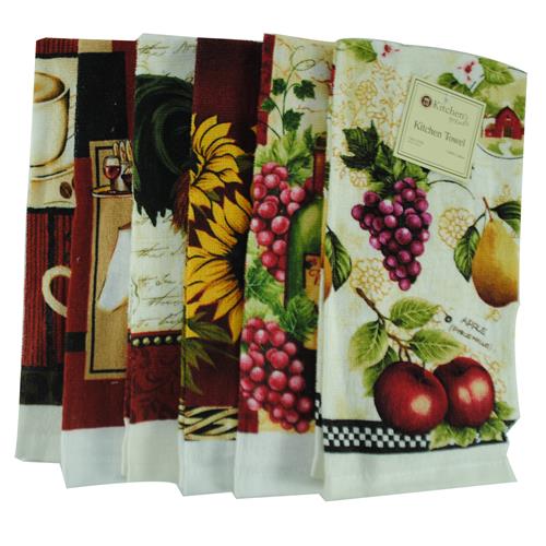 Wholesale Kitchen Towel 15"""" x 25"""" Bistro Collection 6 Asso GLW